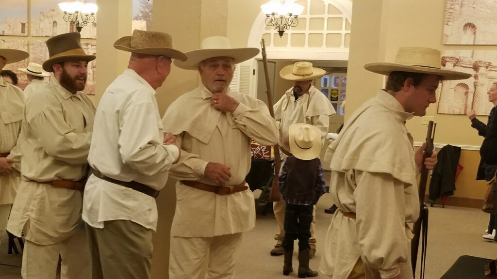 Volunteers from Gonzales getting prepared for the re-enactment.